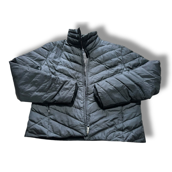 Vintage B Moss Quilted Puffer Coat Jacket Women’s Large Black Zip Winter - Picture 1 of 7